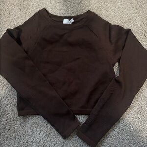 Aerie Chocolate Brown Long Sleeve Crop Top